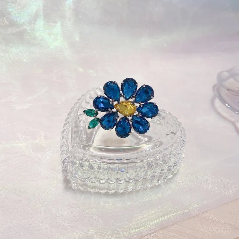best Korean Charms Candy Color Flower Rings for Women Metal Vintage Sweet Crystal Y2K Rings Jewelry Friendship 90s 00s Style Gifts shop online at M2K Trends for