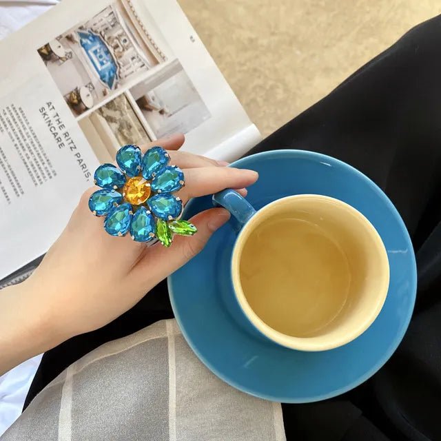 best Korean Charms Candy Color Flower Rings for Women Metal Vintage Sweet Crystal Y2K Rings Jewelry Friendship 90s 00s Style Gifts shop online at M2K Trends for