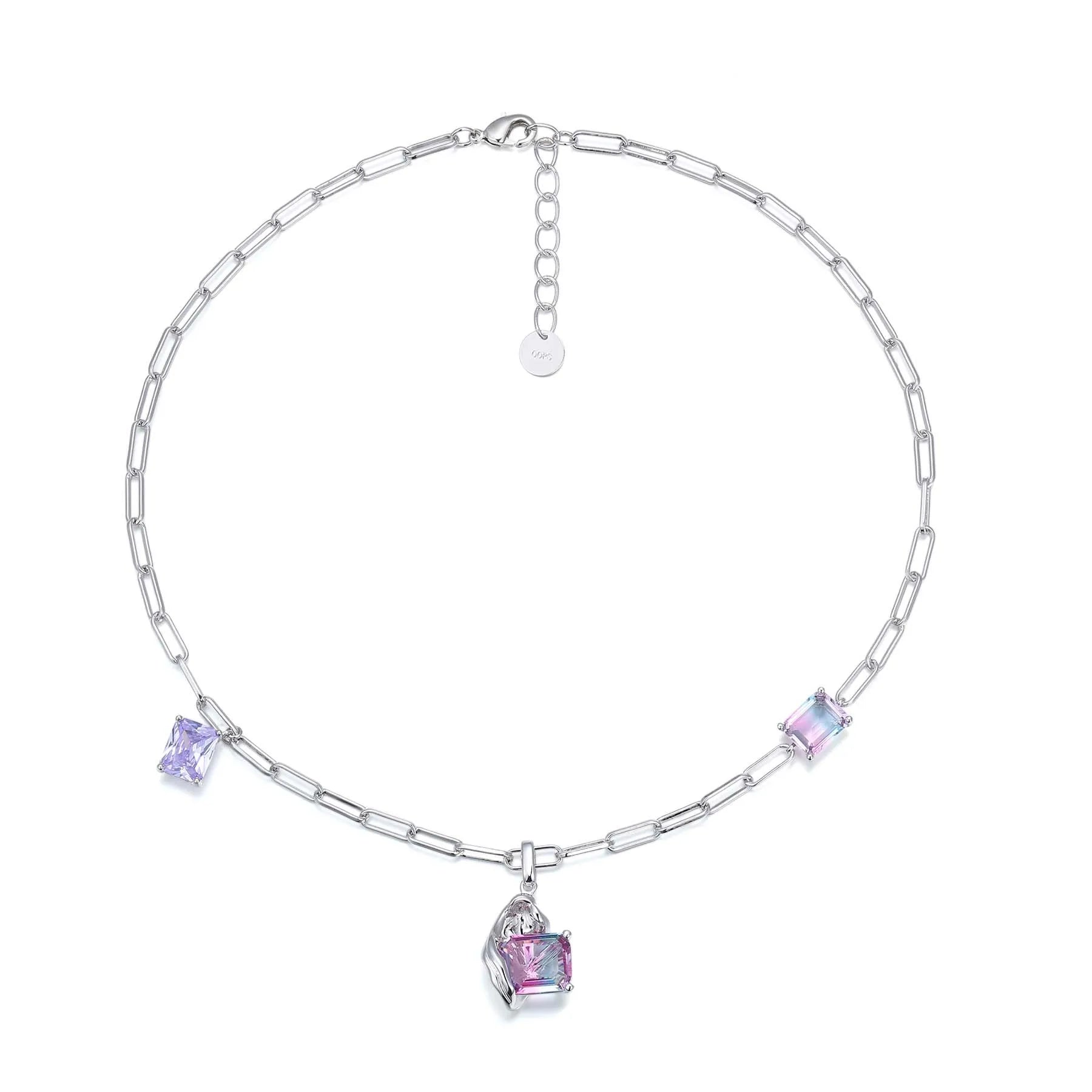 best Korean Charms Rainbow Crystal Necklace For Women Metal Vintage Y2K Choker Necklace Gossip Girls 90s Style Aesthetics Friends shop online at M2K Trends for