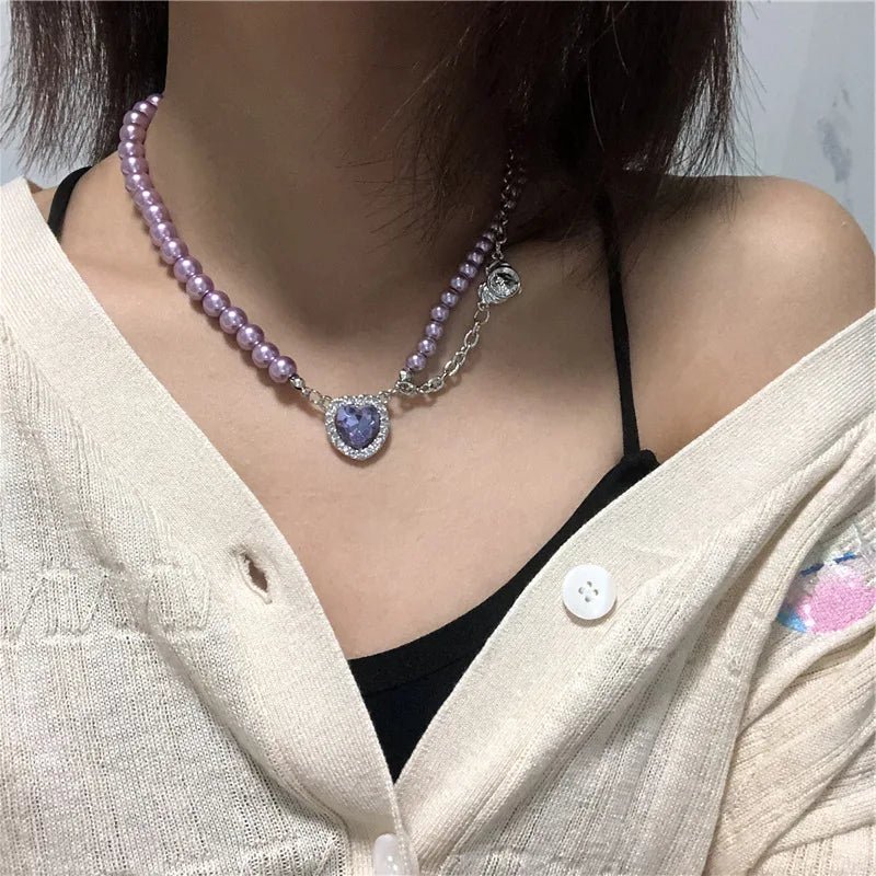 best Korean Charms Rainbow Crystal Necklace For Women Metal Vintage Y2K Choker Necklace Gossip Girls 90s Style Aesthetics Friends shop online at M2K Trends for