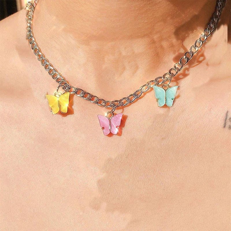 best Korean Charms Rainbow Crystal Necklace For Women Metal Vintage Y2K Choker Necklace Gossip Girls 90s Style Aesthetics Friends shop online at M2K Trends for