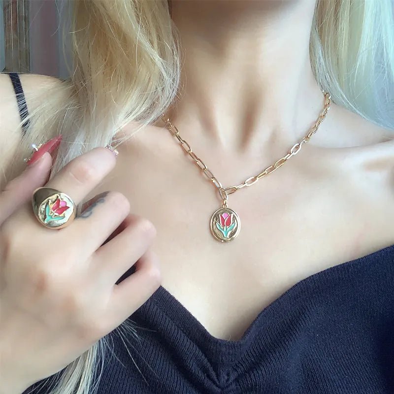 best Korean Charms Rainbow Crystal Necklace For Women Metal Vintage Y2K Choker Necklace Gossip Girls 90s Style Aesthetics Friends shop online at M2K Trends for