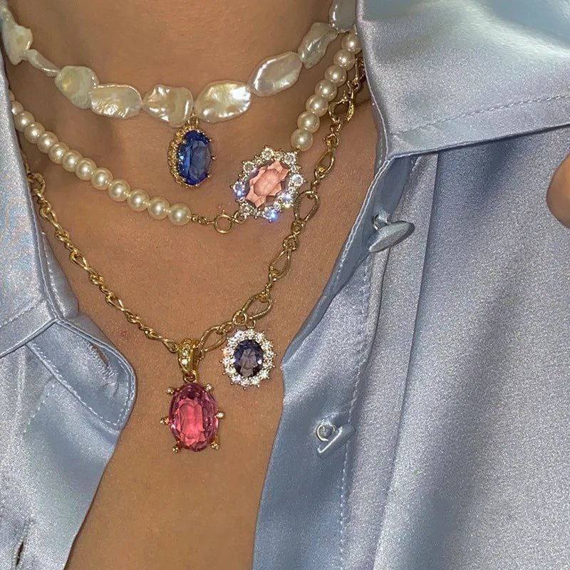 best Korean Charms Rainbow Crystal Necklace For Women Metal Vintage Y2K Choker Necklace Gossip Girls 90s Style Aesthetics Friends shop online at M2K Trends for