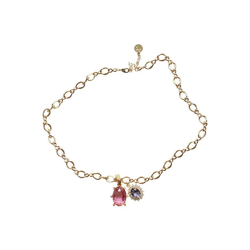 best Korean Charms Rainbow Crystal Necklace For Women Metal Vintage Y2K Choker Necklace Gossip Girls 90s Style Aesthetics Friends shop online at M2K Trends for