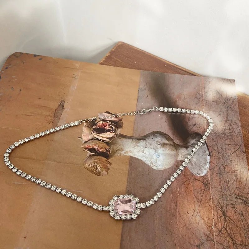 best Korean Charms Rainbow Crystal Necklace For Women Metal Vintage Y2K Choker Necklace Gossip Girls 90s Style Aesthetics Friends shop online at M2K Trends for