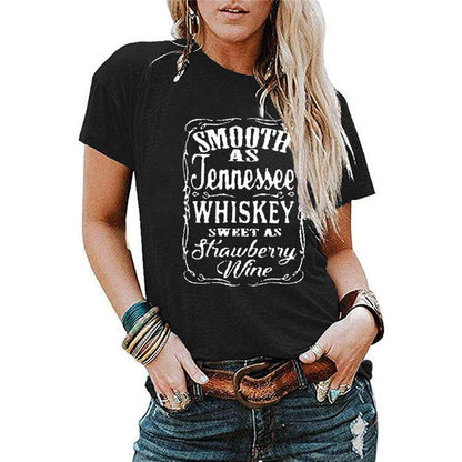 best Ladies Blouse Letter Printing Round Neck Short-sleeved T-Shirt Women 0 shop online at M2K Trends for