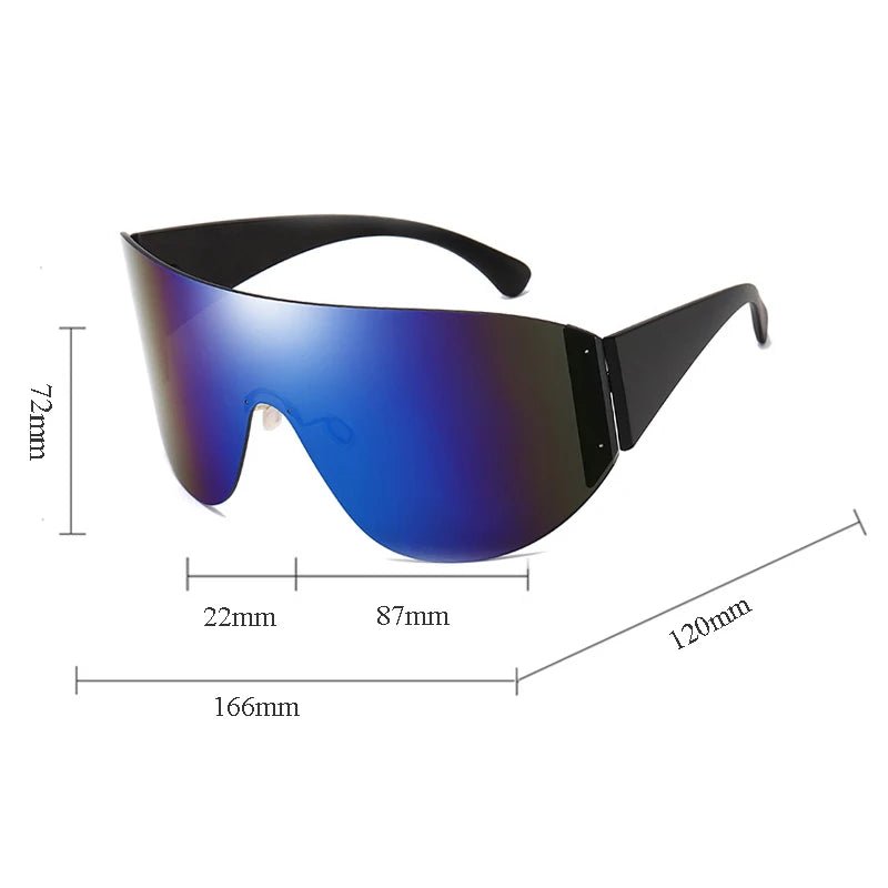 best Ladies Steampunk Goggle Sunglasses Men Oversized Trends Punk Y2k One piece Mask Sunshade Sun Glasses Female 2000'S Brand Oculos shop online at M2K Trends for