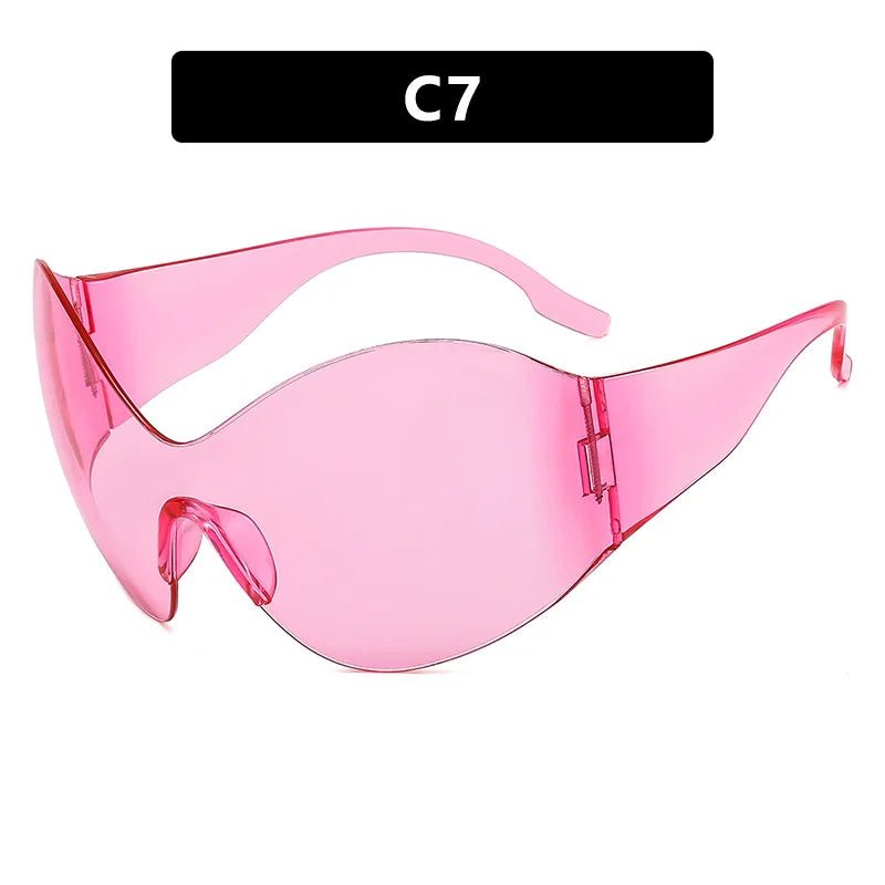 best Ladies Steampunk Goggle Sunglasses Men Oversized Trends Punk Y2k One piece Mask Sunshade Sun Glasses Female 2000'S Brand Oculos shop online at M2K Trends for