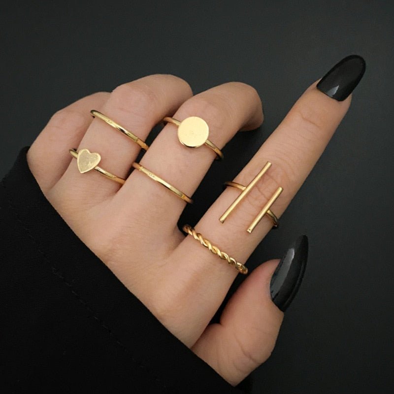 best 7pcs Fashion Jewelry Rings Set Hot Selling Metal Hollow Round Opening Women Finger Ring for Girl Lady Party Wedding Gifts Jewelry & Watches shop online at M2K Trends for Fashion Jewelry