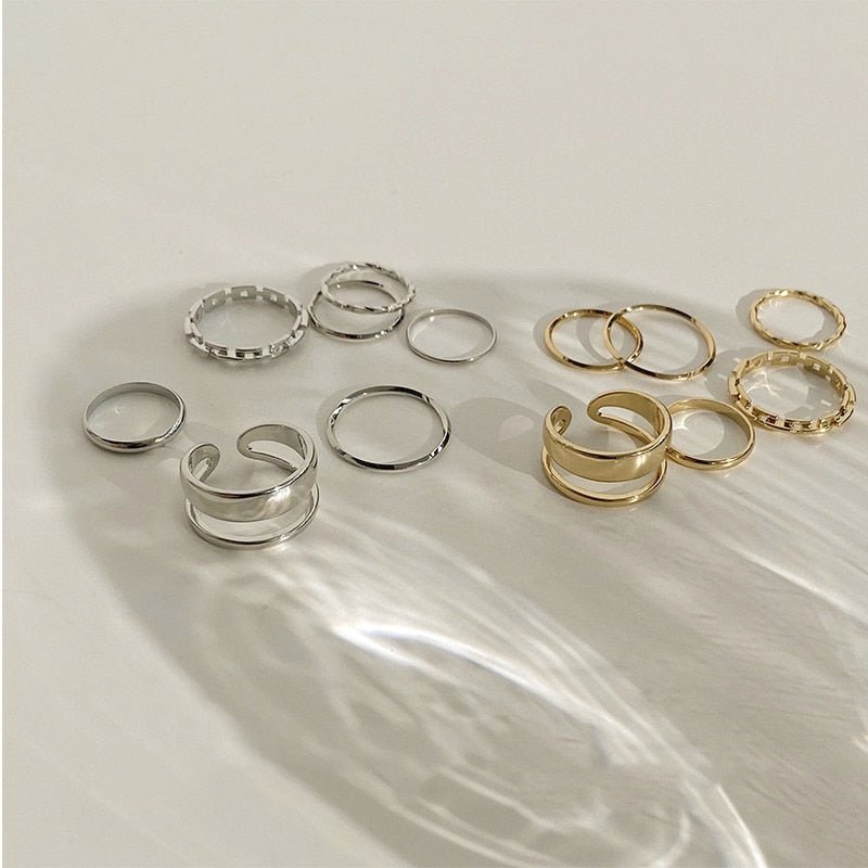 best 7pcs Fashion Jewelry Rings Set Hot Selling Metal Hollow Round Opening Women Finger Ring for Girl Lady Party Wedding Gifts Jewelry & Watches shop online at M2K Trends for Fashion Jewelry