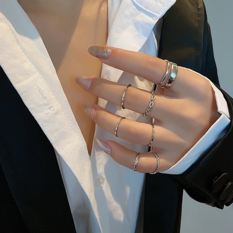 best 7pcs Fashion Jewelry Rings Set Hot Selling Metal Hollow Round Opening Women Finger Ring for Girl Lady Party Wedding Gifts Jewelry & Watches shop online at M2K Trends for Fashion Jewelry