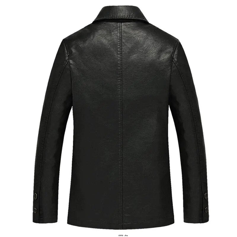 best Leather Jacket Men Soft PU Leather Jacket Male Business Casual Coats Man Jaqueta Masculinas Inverno Couro Large Size XXXL 4XL shop online at M2K Trends for