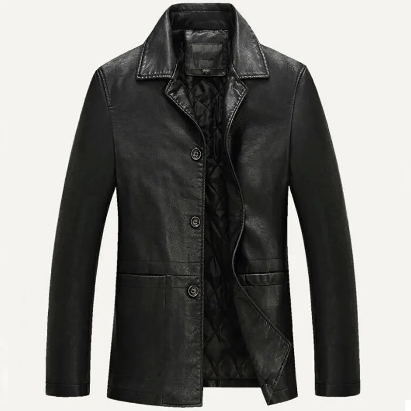 best Leather Jacket Men Soft PU Leather Jacket Male Business Casual Coats Man Jaqueta Masculinas Inverno Couro Large Size XXXL 4XL shop online at M2K Trends for
