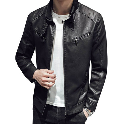 best Leather jacket men's leather zipper cardigan men's jacket 0 shop online at M2K Trends for