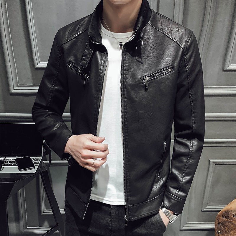 best Leather jacket men's leather zipper cardigan men's jacket 0 shop online at M2K Trends for