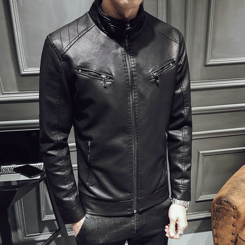 best Leather jacket men's leather zipper cardigan men's jacket 0 shop online at M2K Trends for