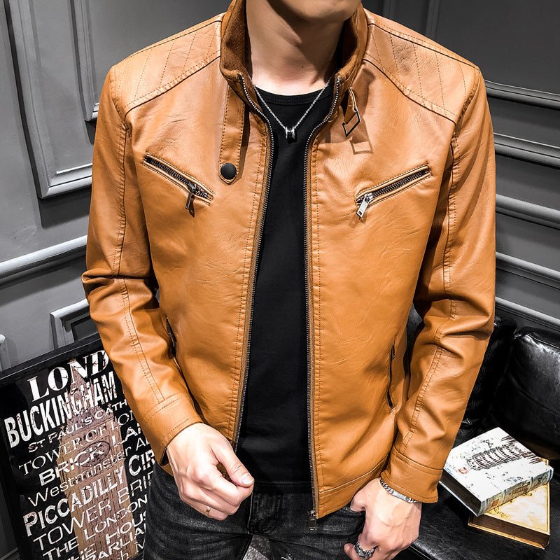 best Leather jacket men's leather zipper cardigan men's jacket 0 shop online at M2K Trends for