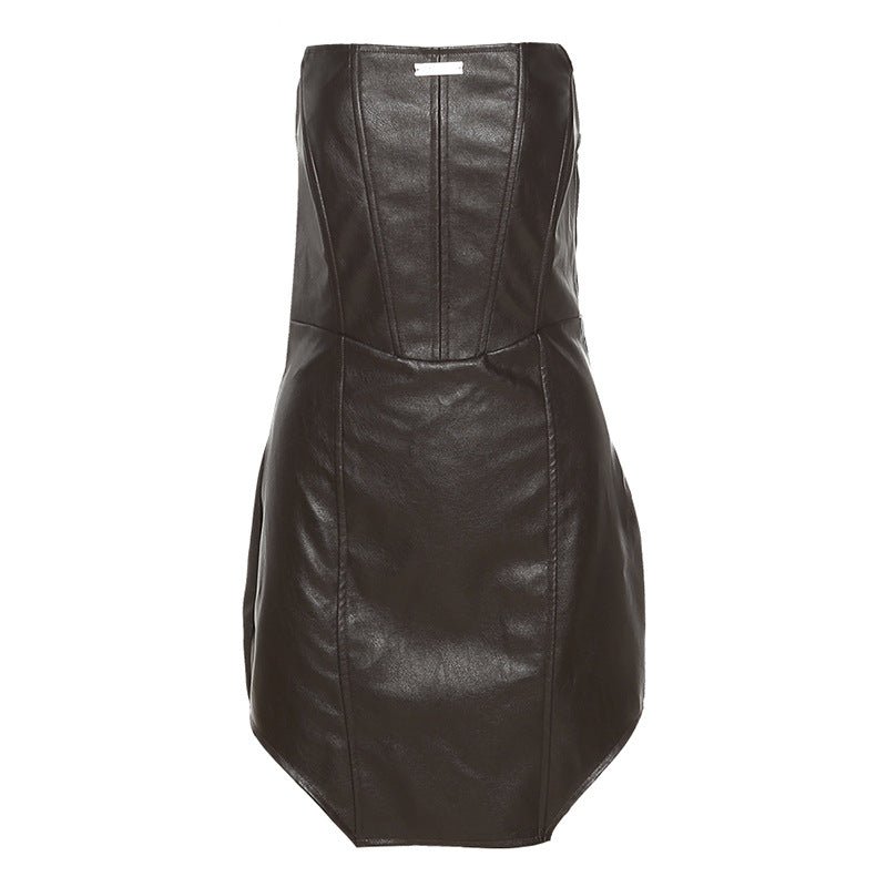 best Leather Street Fashion Sexy Tube Top Dress Suit Women 0 shop online at M2K Trends for