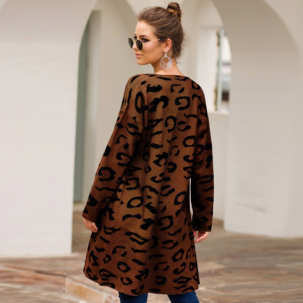 best Leopard Cardigan Loose Sweater Sweater 0 shop online at M2K Trends for