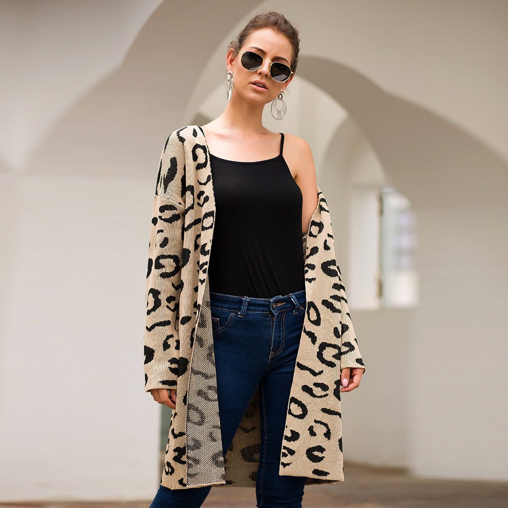 best Leopard Cardigan Loose Sweater Sweater 0 shop online at M2K Trends for