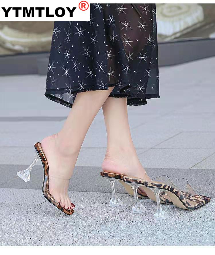 best Leopard Print Sandals Open Toe High Heels Women Transparent Perspex Slippers Shoes Heel Clear Sandals Gladiator Pvc Casual 0 shop online at M2K Trends for