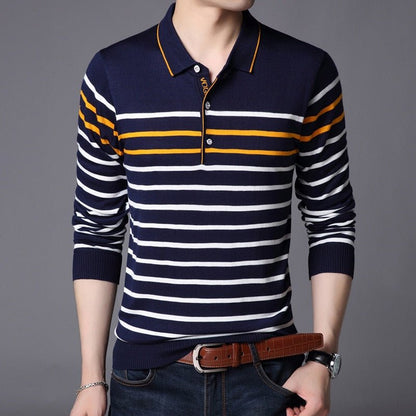 best Liseaven Men Polo Shirt Long Sleeve Striped Polos Slim Fit Male Shirt Camisas Cotton Tees Tops 0 shop online at M2K Trends for