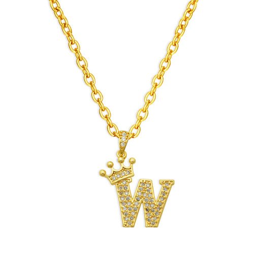 best Luxury 14K Gold Plated Cubic Zirconia Initial Name Crown Letter Other shop online at M2K Trends for