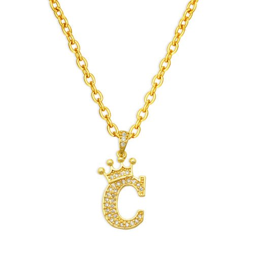 best Luxury 14K Gold Plated Cubic Zirconia Initial Name Crown Letter Other shop online at M2K Trends for