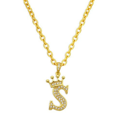 best Luxury 14K Gold Plated Cubic Zirconia Initial Name Crown Letter Other shop online at M2K Trends for