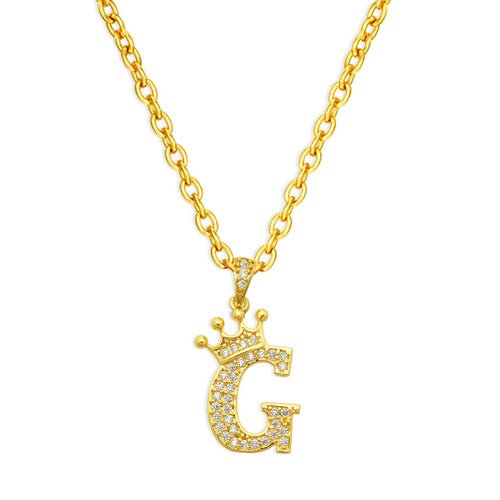 best Luxury 14K Gold Plated Cubic Zirconia Initial Name Crown Letter Other shop online at M2K Trends for