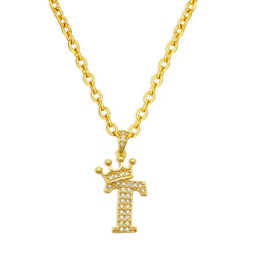 best Luxury 14K Gold Plated Cubic Zirconia Initial Name Crown Letter Other shop online at M2K Trends for