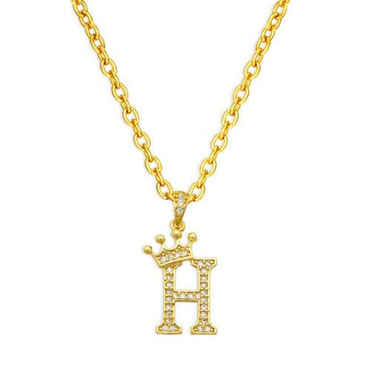 best Luxury 14K Gold Plated Cubic Zirconia Initial Name Crown Letter Other shop online at M2K Trends for