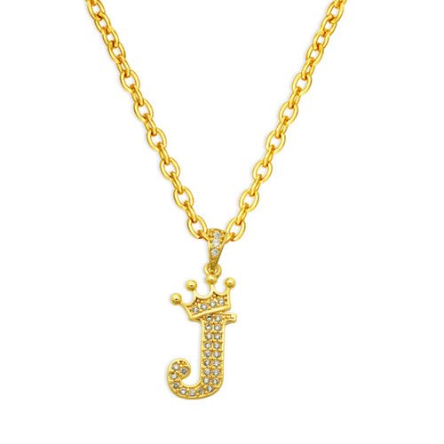 best Luxury 14K Gold Plated Cubic Zirconia Initial Name Crown Letter Other shop online at M2K Trends for