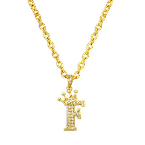 best Luxury 14K Gold Plated Cubic Zirconia Initial Name Crown Letter Other shop online at M2K Trends for