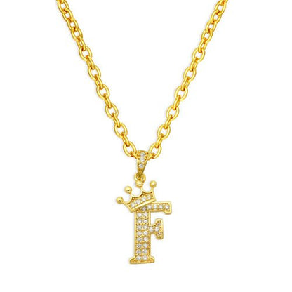 best Luxury 14K Gold Plated Cubic Zirconia Initial Name Crown Letter Other shop online at M2K Trends for