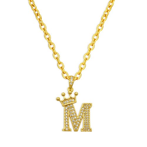 best Luxury 14K Gold Plated Cubic Zirconia Initial Name Crown Letter Other shop online at M2K Trends for