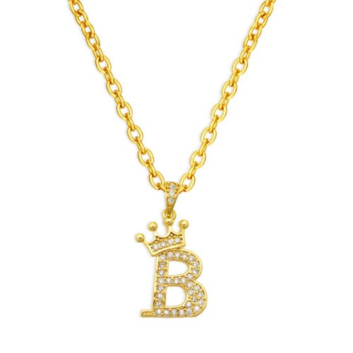 best Luxury 14K Gold Plated Cubic Zirconia Initial Name Crown Letter Other shop online at M2K Trends for