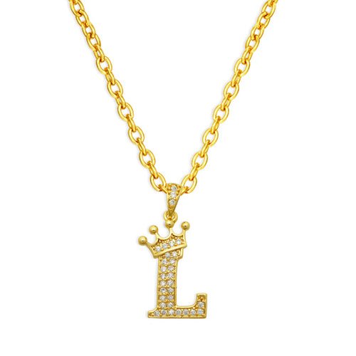 best Luxury 14K Gold Plated Cubic Zirconia Initial Name Crown Letter Other shop online at M2K Trends for