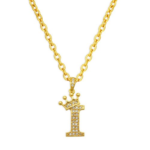 best Luxury 14K Gold Plated Cubic Zirconia Initial Name Crown Letter Other shop online at M2K Trends for