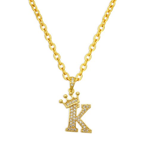 best Luxury 14K Gold Plated Cubic Zirconia Initial Name Crown Letter Other shop online at M2K Trends for