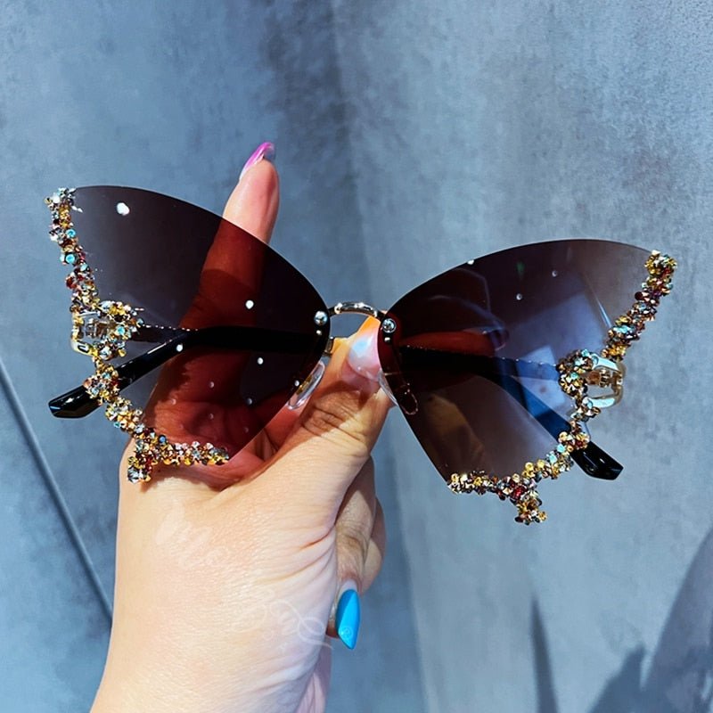 best Luxury Diamond Butterfly Sunglasses Women Brand y2k Vintage Rimless Oversized Sun Glasses Ladies Eyewear gafas de sol 0 shop online at M2K Trends for