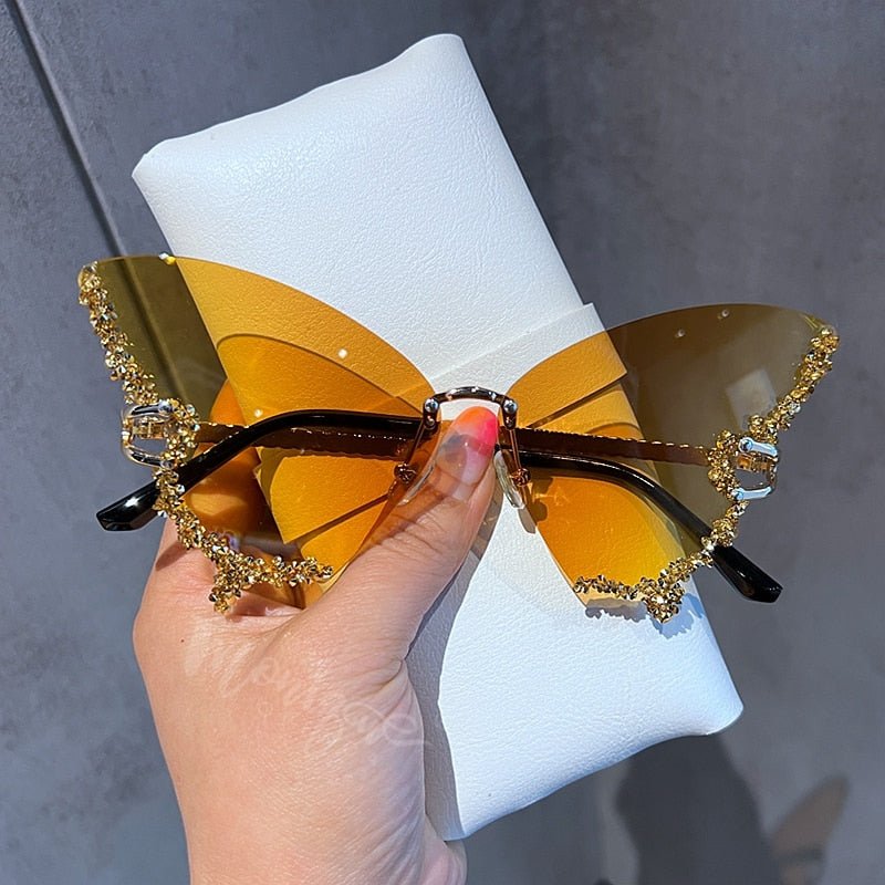best Luxury Diamond Butterfly Sunglasses Women Brand y2k Vintage Rimless Oversized Sun Glasses Ladies Eyewear gafas de sol 0 shop online at M2K Trends for