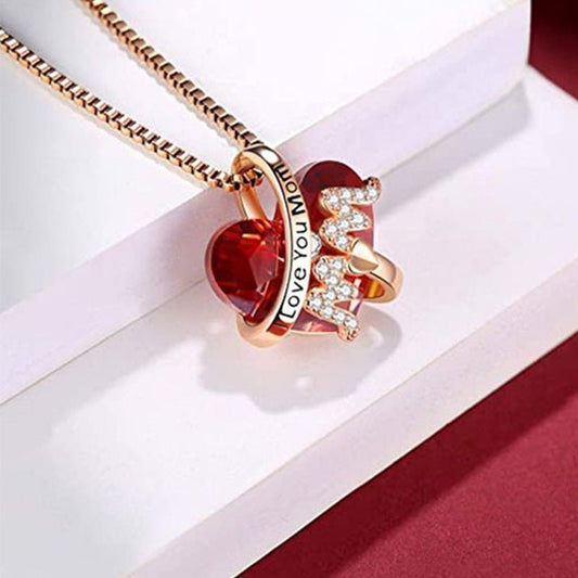 best Luxury Red Crystal Heart-shaped For Thanksgiving Necklace Mother's Day Gift Accessories shop online at M2K Trends for a bouquet of fresh flowers