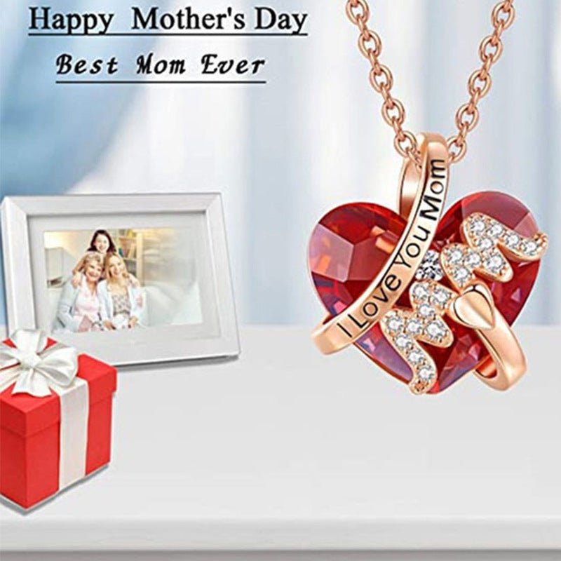 best Luxury Red Crystal Heart-shaped For Thanksgiving Necklace Mother's Day Gift Accessories shop online at M2K Trends for a bouquet of fresh flowers
