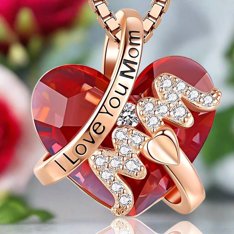 best Luxury Red Crystal Heart-shaped For Thanksgiving Necklace Mother's Day Gift Accessories shop online at M2K Trends for a bouquet of fresh flowers
