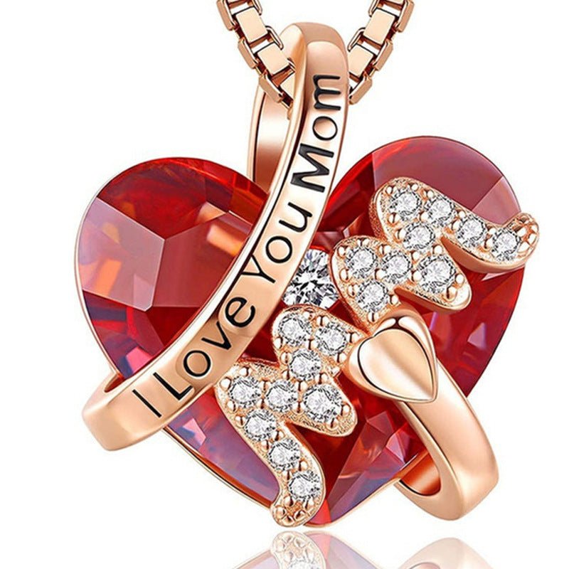 best Luxury Red Crystal Heart-shaped For Thanksgiving Necklace Mother's Day Gift Accessories shop online at M2K Trends for a bouquet of fresh flowers