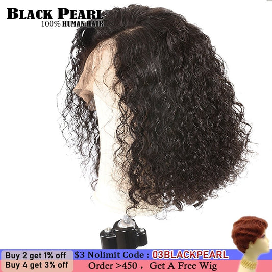 best Malaysian 13X4 Cut Short Bob Curly Human Hair Wigs For Black Women Remy Deep Curly Lace Frontal Wig Pre-Plucked With Baby Hair 0 shop online at M2K Trends for