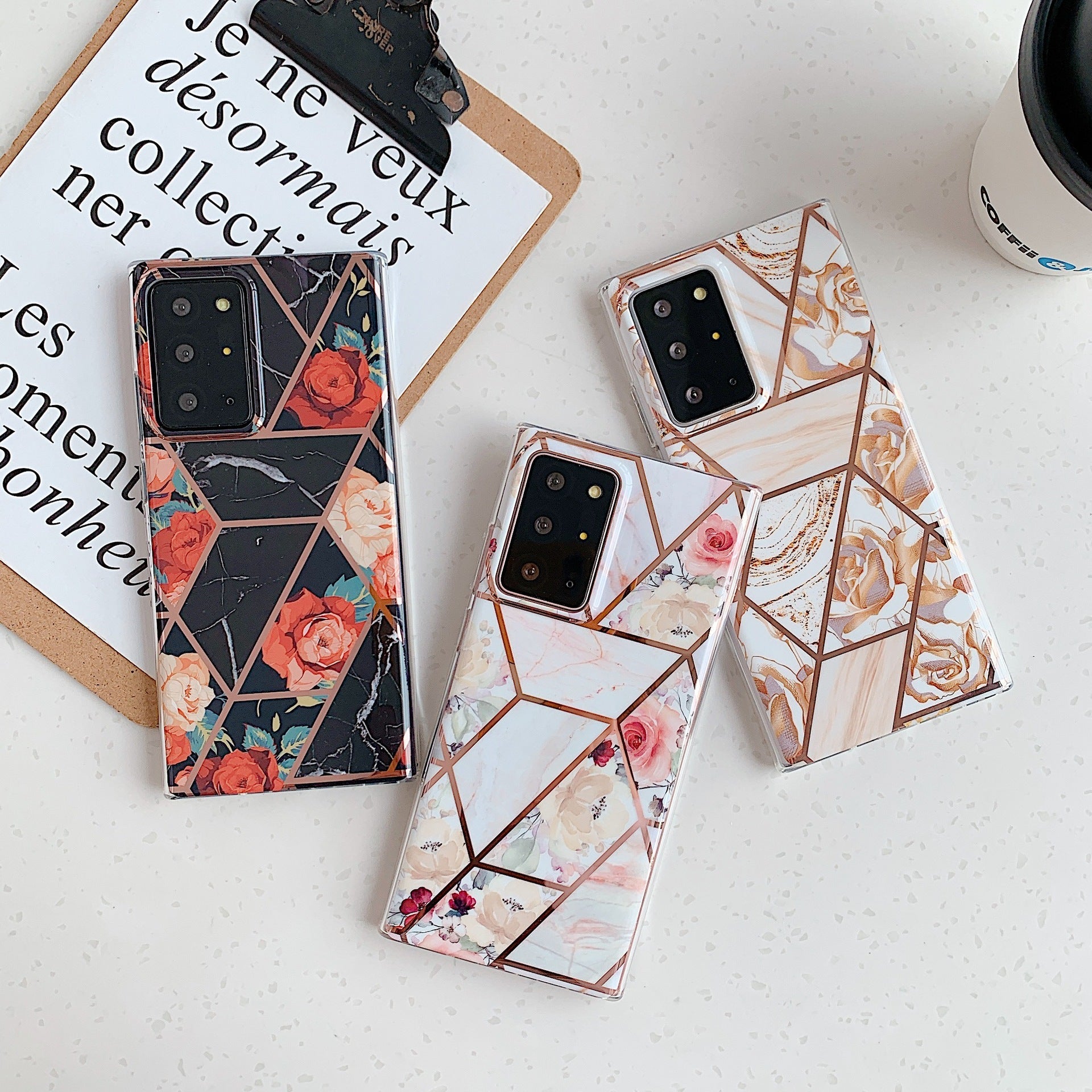 best Marble Mosaic Rhombus Flower Silicone Phone Case 0 shop online at M2K Trends for