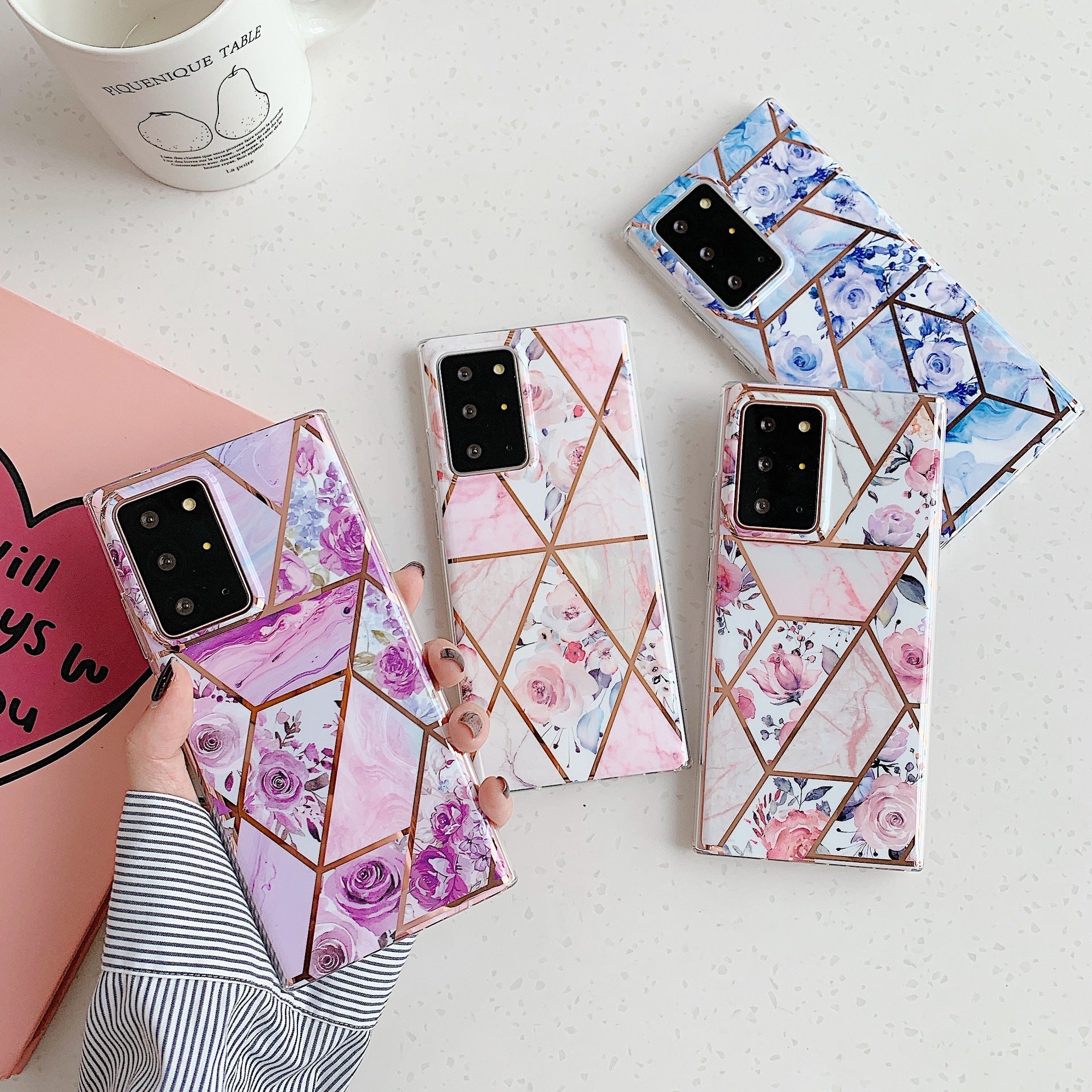 best Marble Mosaic Rhombus Flower Silicone Phone Case 0 shop online at M2K Trends for