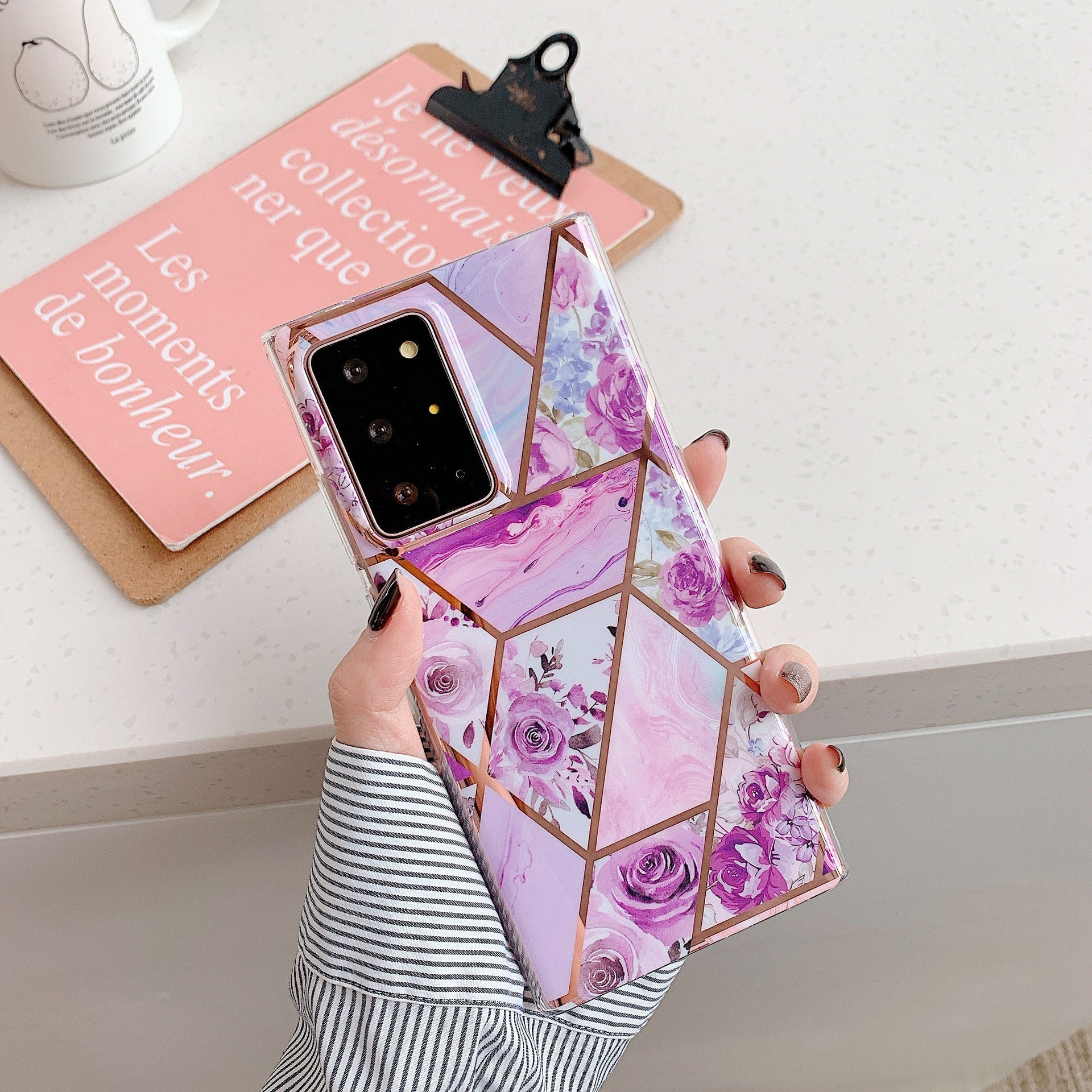 best Marble Mosaic Rhombus Flower Silicone Phone Case 0 shop online at M2K Trends for